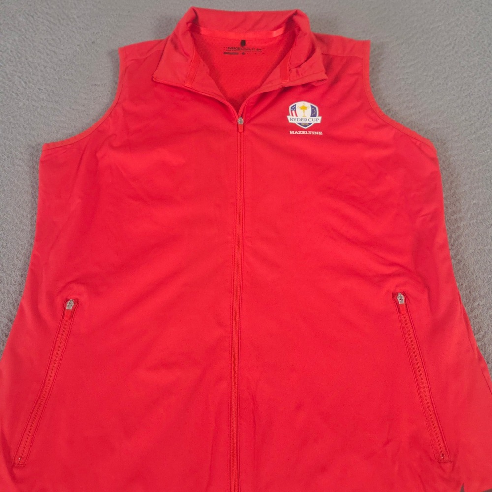 Nike Vest Womens L Red Shield Wind Ryder Cup Hazeltine 2016 Full Zip Logo Golf